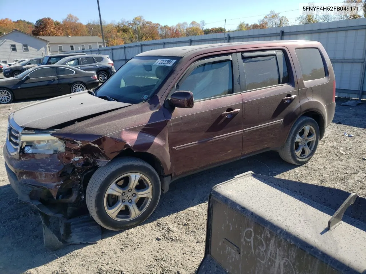 2015 Honda Pilot Exl VIN: 5FNYF4H52FB049171 Lot: 77322284