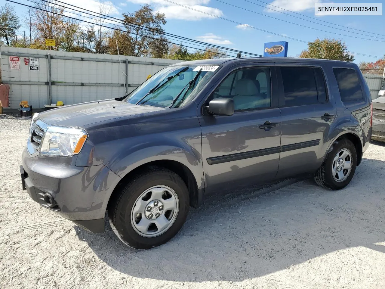 2015 Honda Pilot Lx VIN: 5FNYF4H2XFB025481 Lot: 77335024