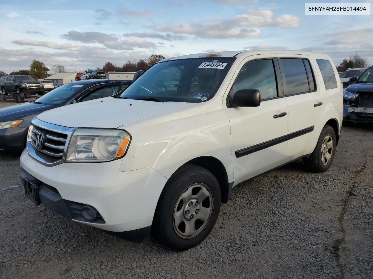 2015 Honda Pilot Lx VIN: 5FNYF4H28FB014494 Lot: 79445194