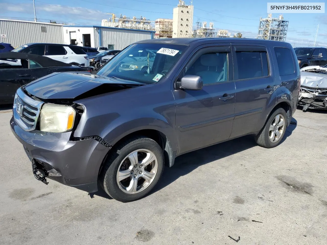 2015 Honda Pilot Ex VIN: 5FNYF3H49FB021952 Lot: 79571794