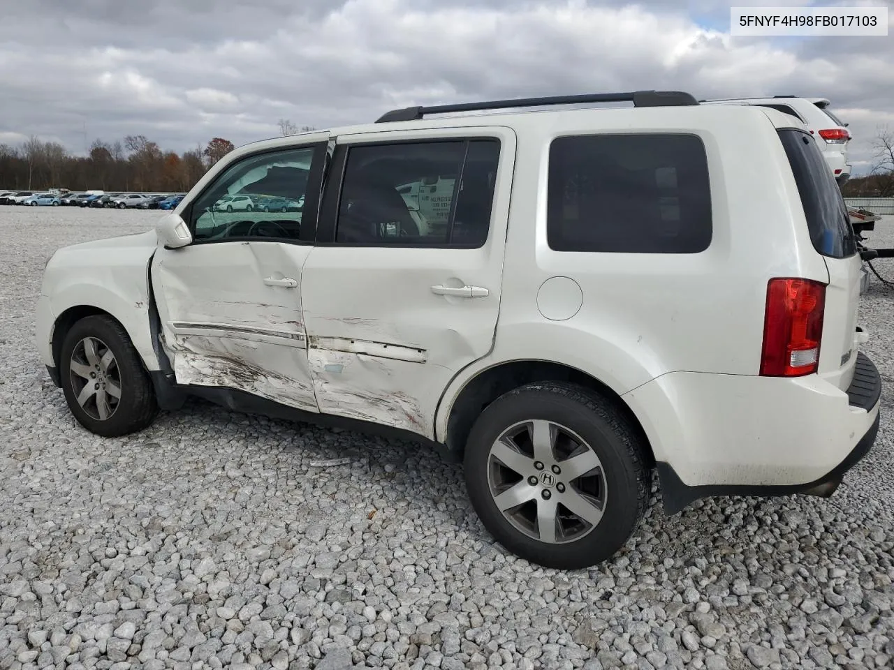 2015 Honda Pilot Touring VIN: 5FNYF4H98FB017103 Lot: 79607904