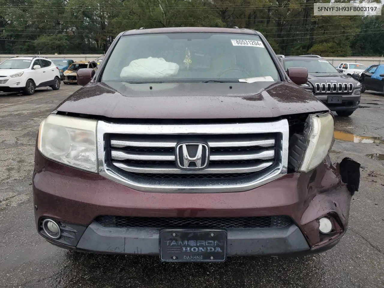 2015 Honda Pilot Touring VIN: 5FNYF3H93FB003197 Lot: 81783664