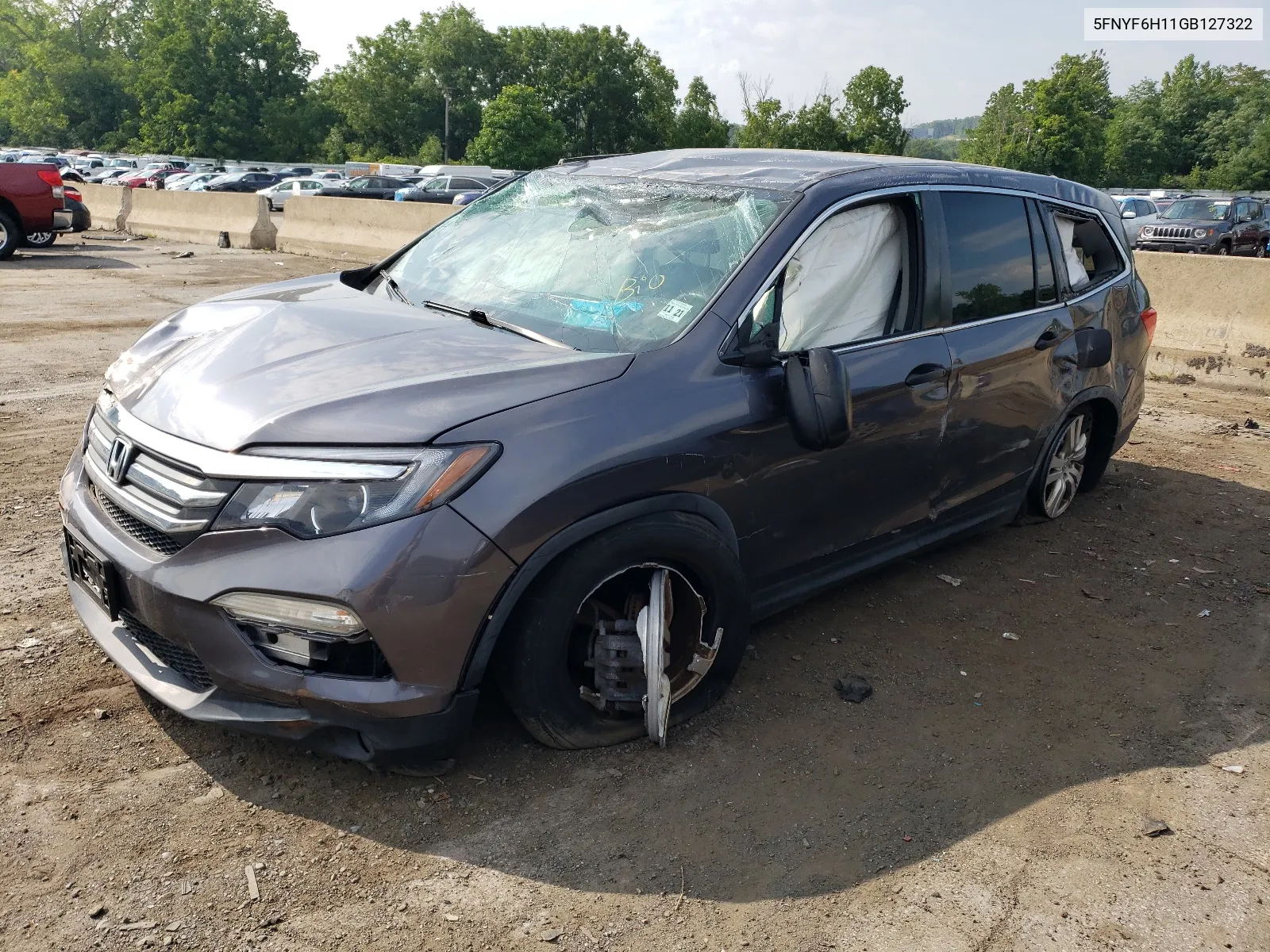 2016 Honda Pilot Lx VIN: 5FNYF6H11GB127322 Lot: 60144684