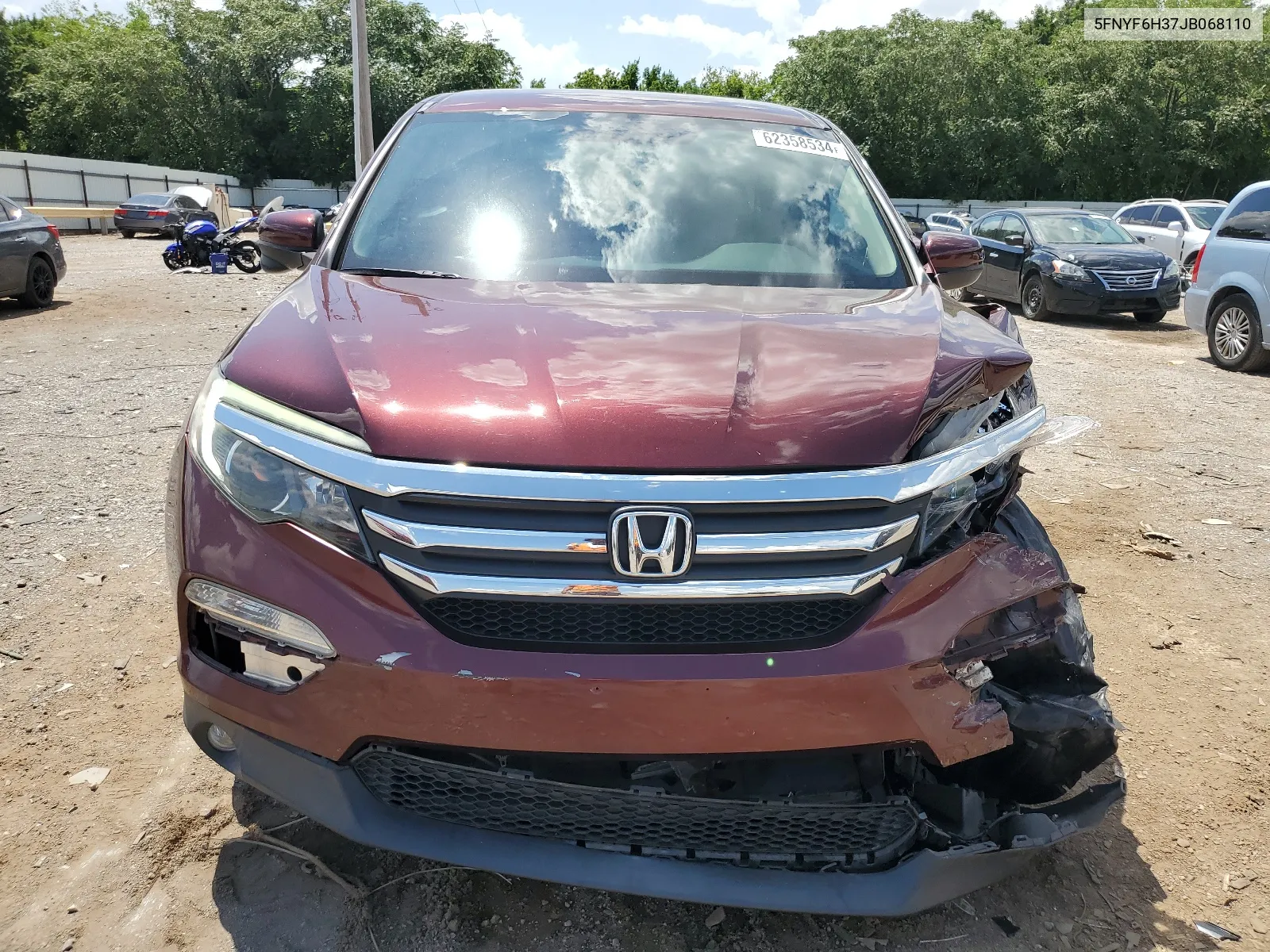 2016 Honda Pilot Ex VIN: 5FNYF6H37JB068110 Lot: 62358534