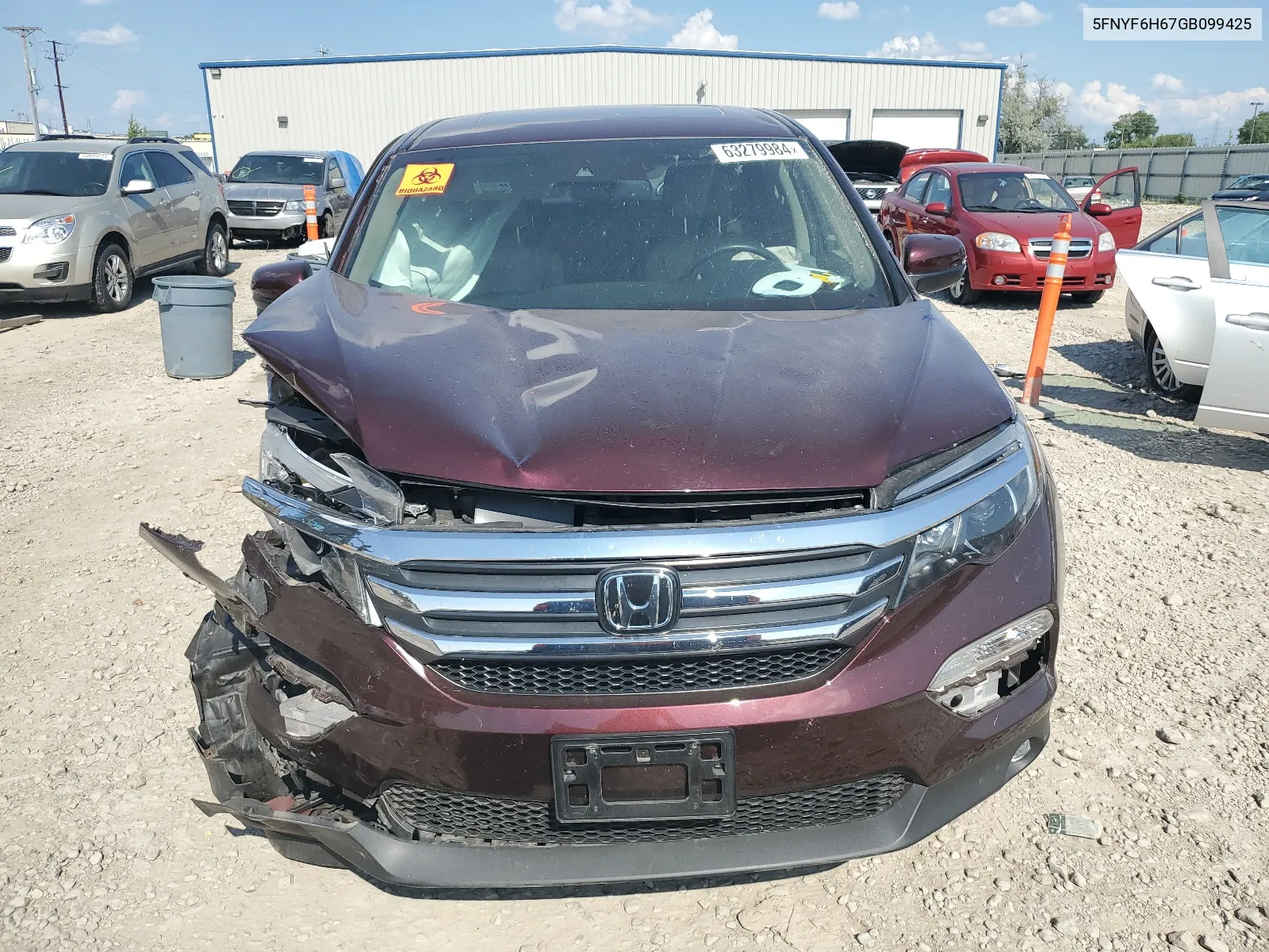 2016 Honda Pilot Exl VIN: 5FNYF6H67GB099425 Lot: 63279984