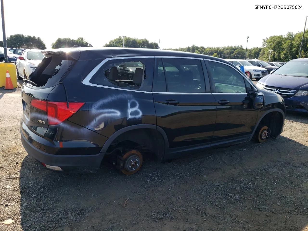 2016 Honda Pilot Exln VIN: 5FNYF6H72GB075624 Lot: 69393754