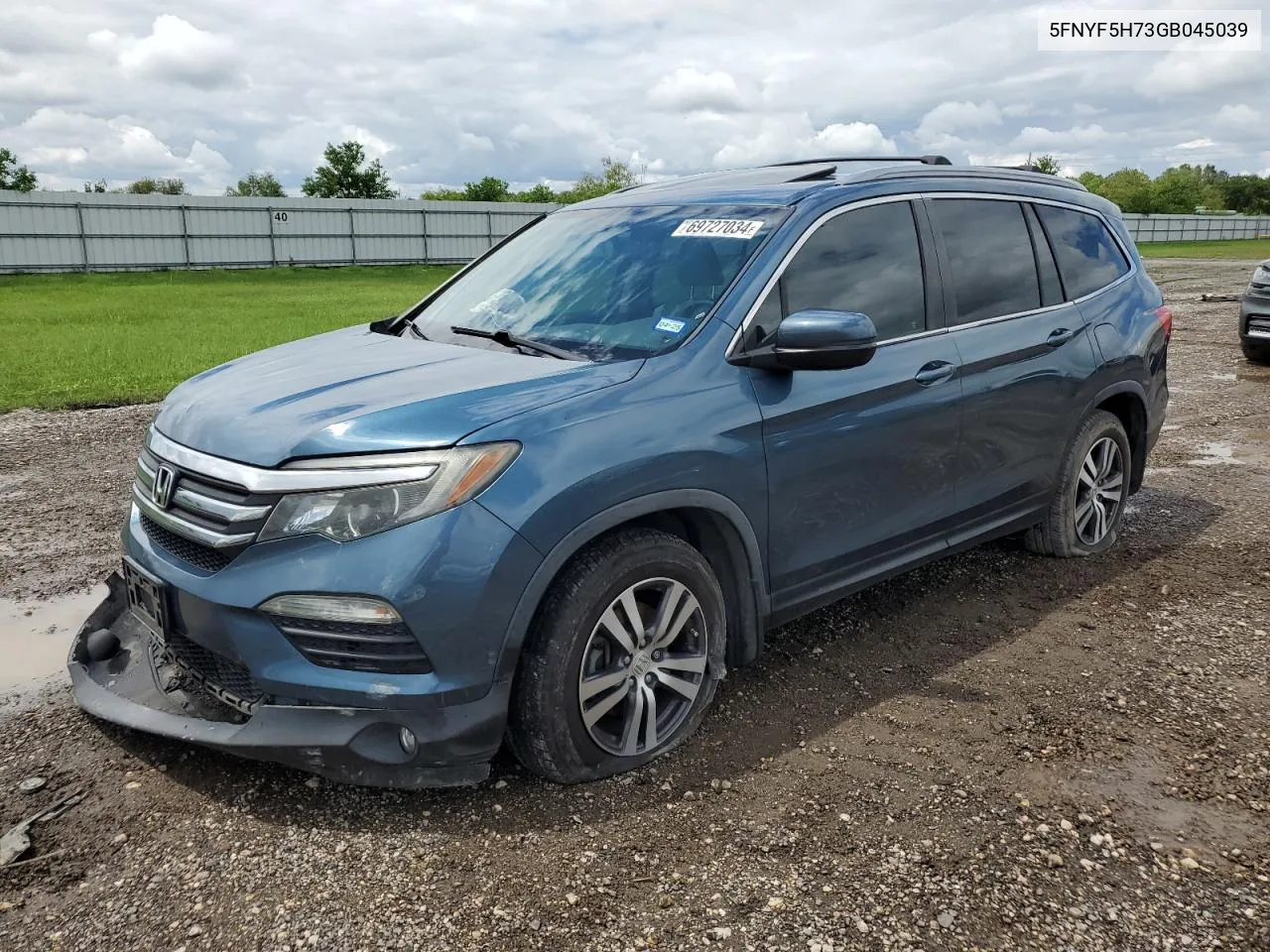 2016 Honda Pilot Exln VIN: 5FNYF5H73GB045039 Lot: 69727034