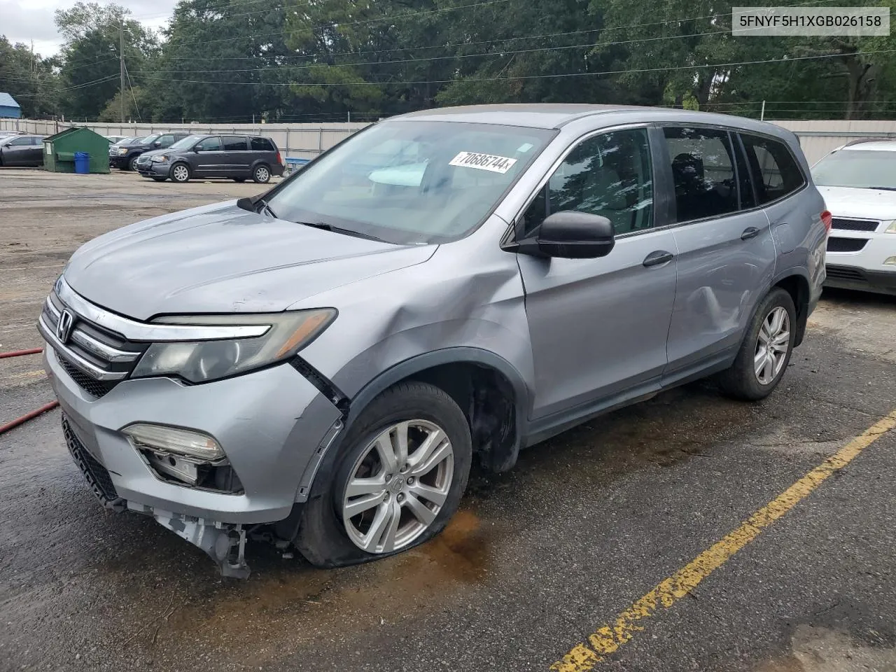 2016 Honda Pilot Lx VIN: 5FNYF5H1XGB026158 Lot: 70686744