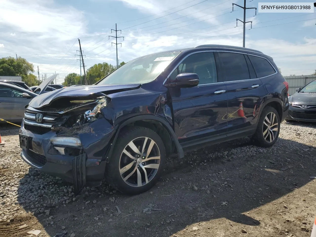 2016 Honda Pilot Touring VIN: 5FNYF6H93GB013988 Lot: 71433934