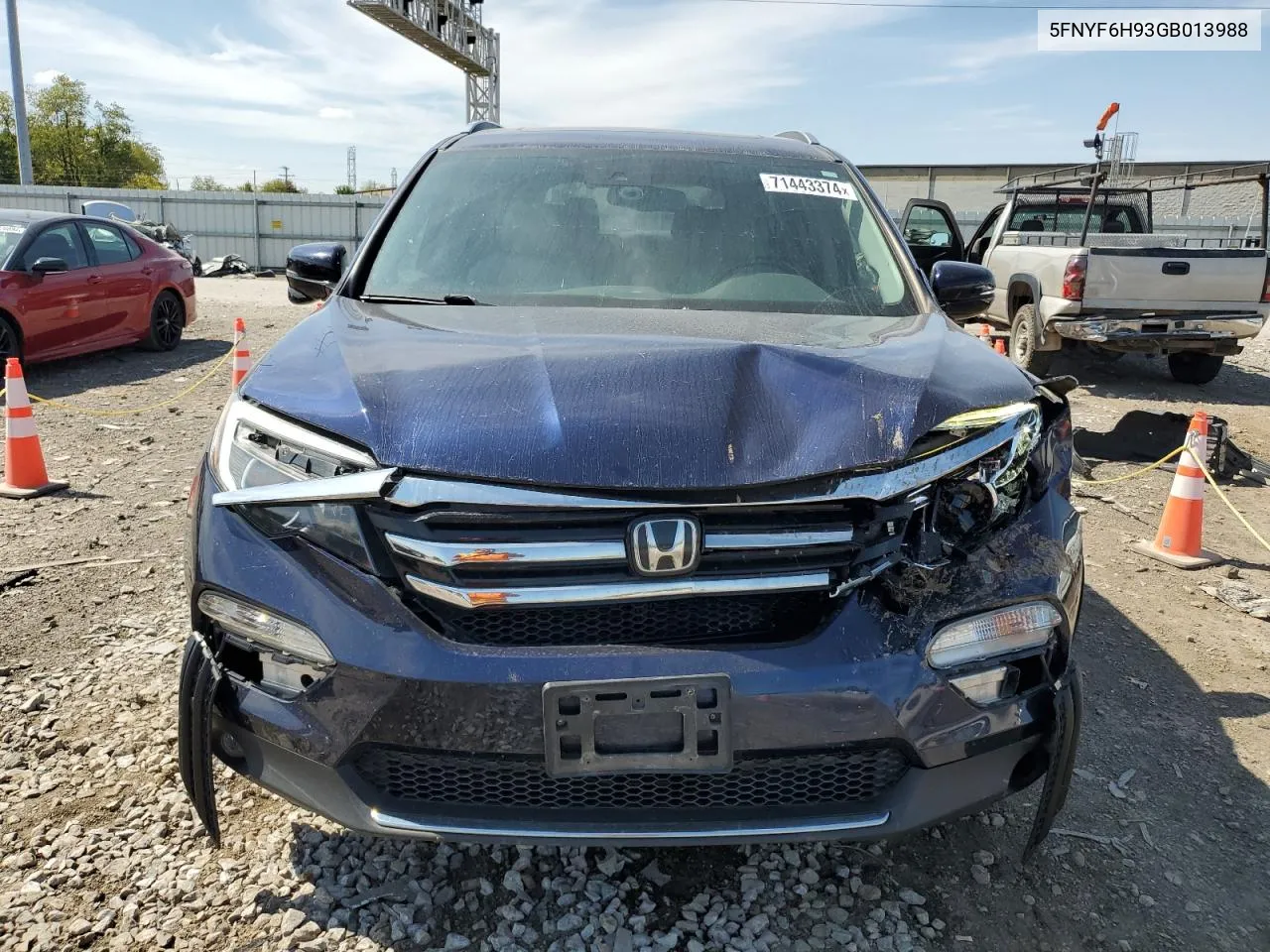 2016 Honda Pilot Touring VIN: 5FNYF6H93GB013988 Lot: 71433934