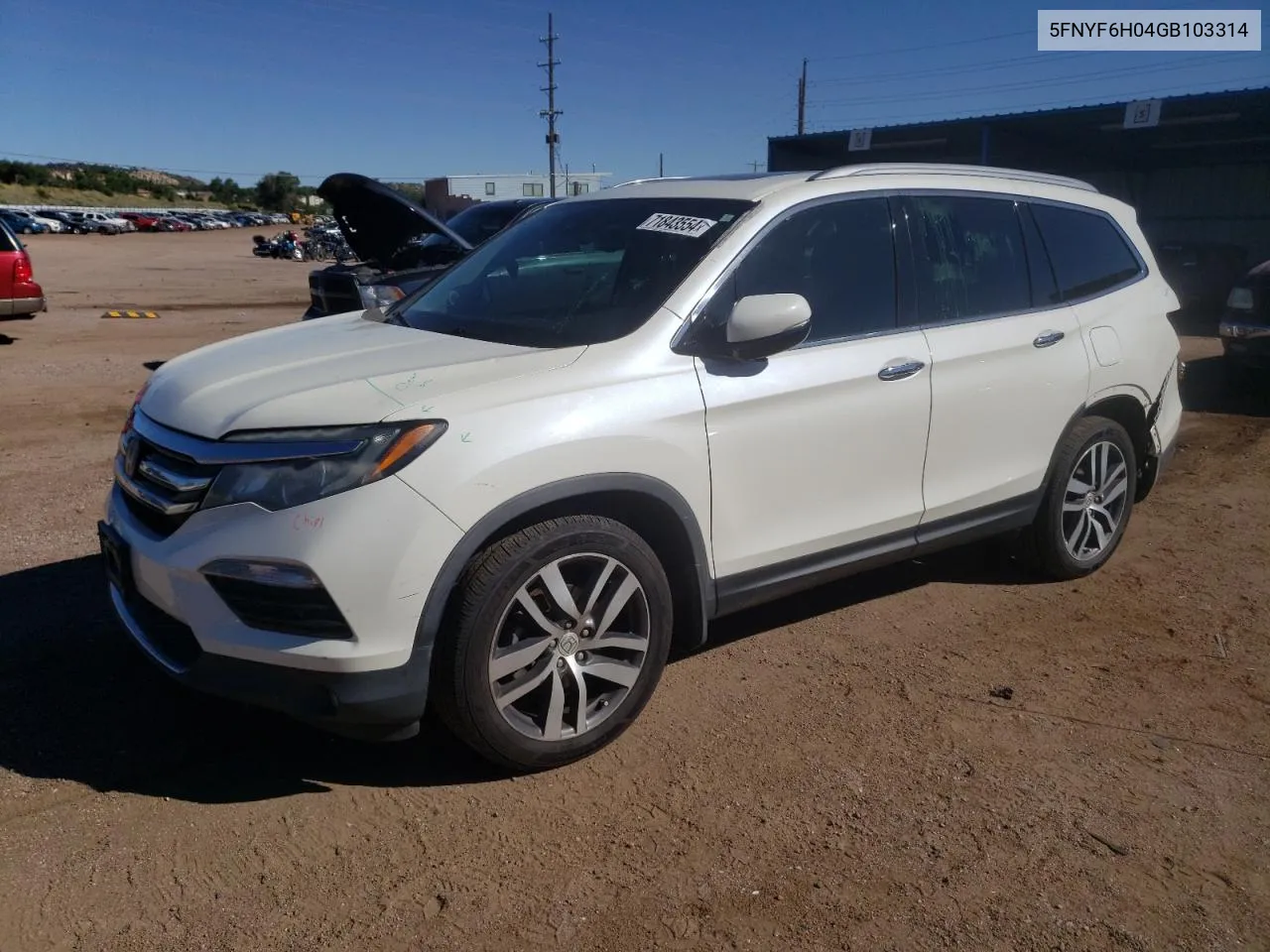 2016 Honda Pilot Elite VIN: 5FNYF6H04GB103314 Lot: 71843554