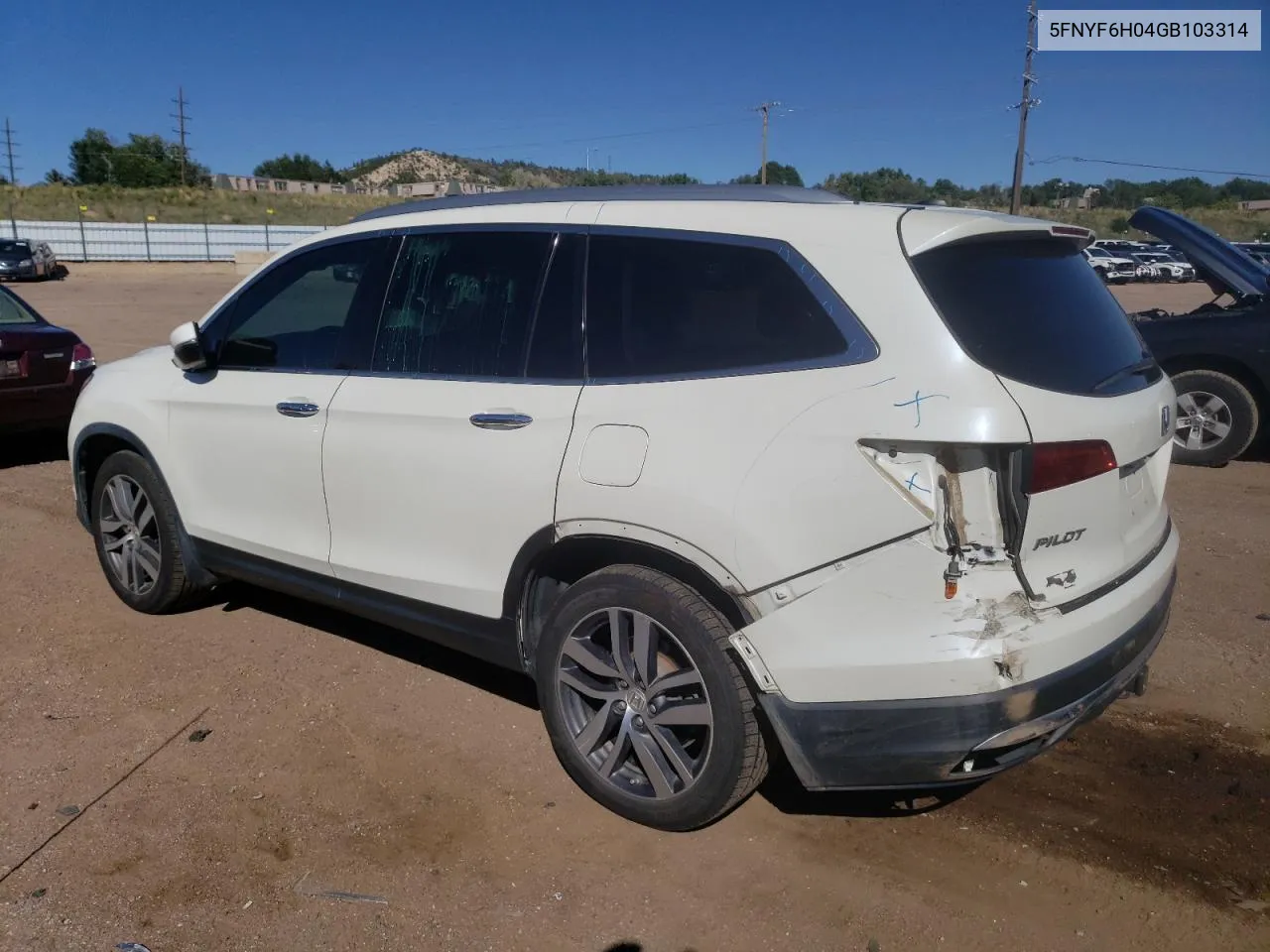 2016 Honda Pilot Elite VIN: 5FNYF6H04GB103314 Lot: 71843554