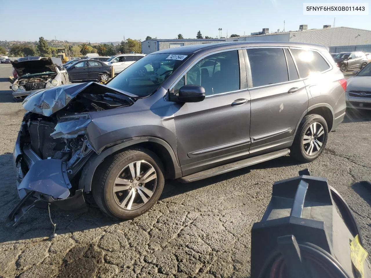 2016 Honda Pilot Exl VIN: 5FNYF6H5XGB011443 Lot: 74317544