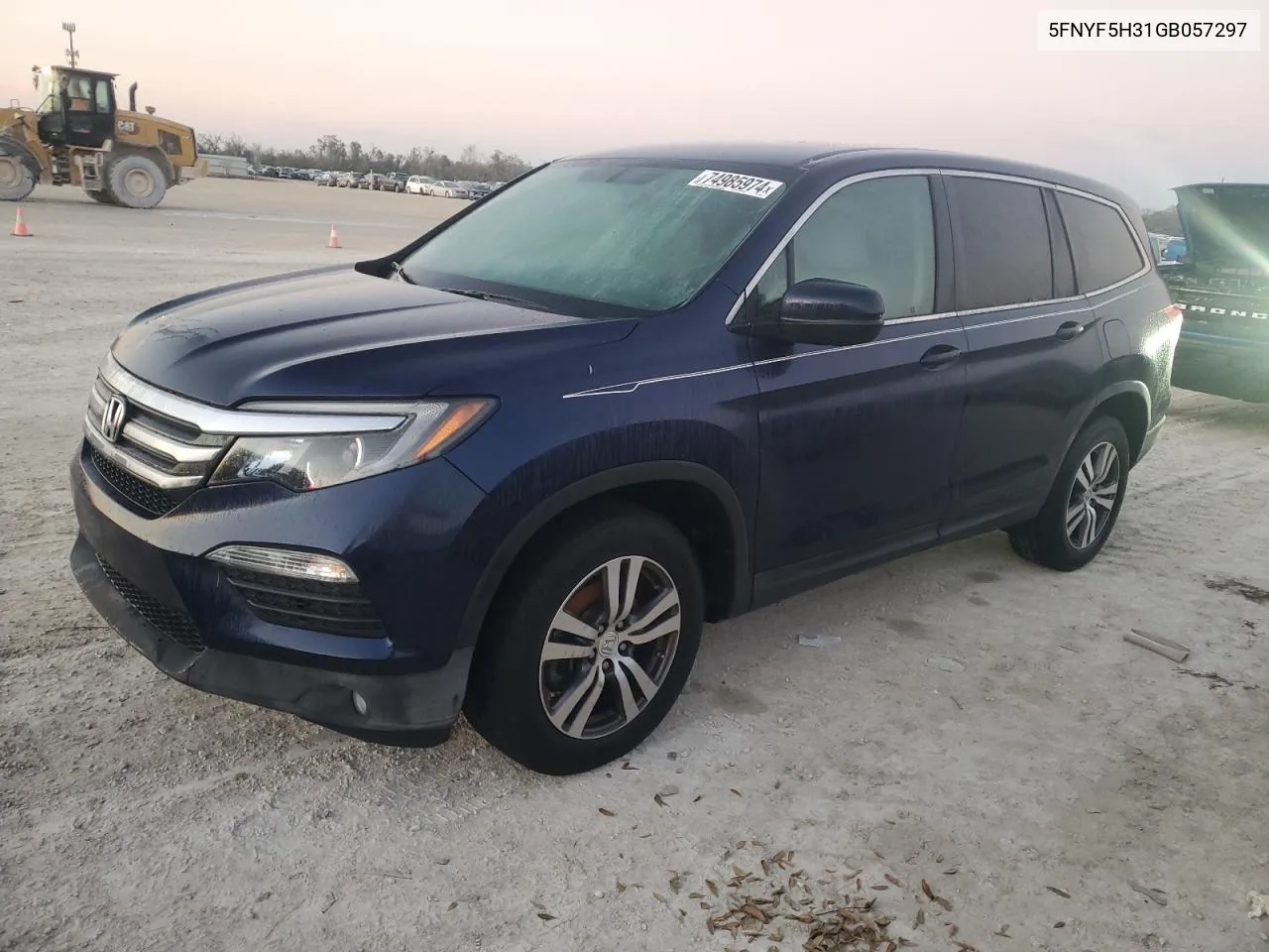 2016 Honda Pilot Ex VIN: 5FNYF5H31GB057297 Lot: 74985974