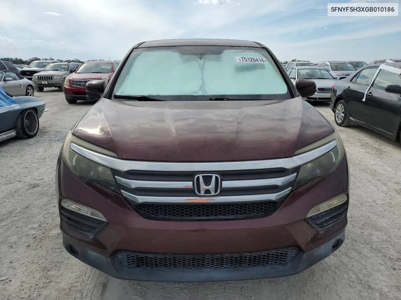 2016 Honda Pilot Ex VIN: 5FNYF5H3XGB010186 Lot: 75120414