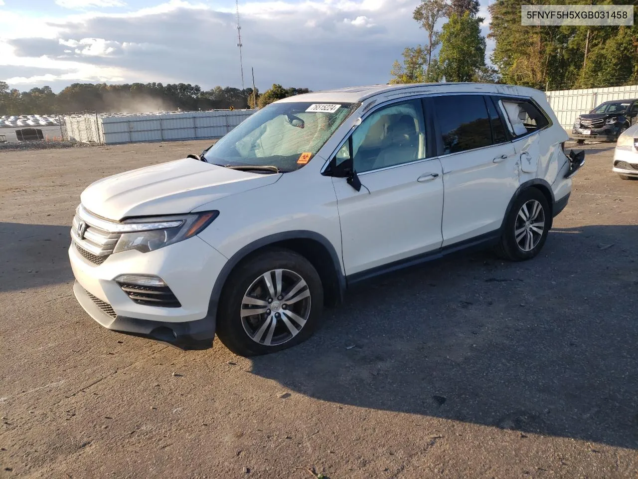 2016 Honda Pilot Exl VIN: 5FNYF5H5XGB031458 Lot: 76515224