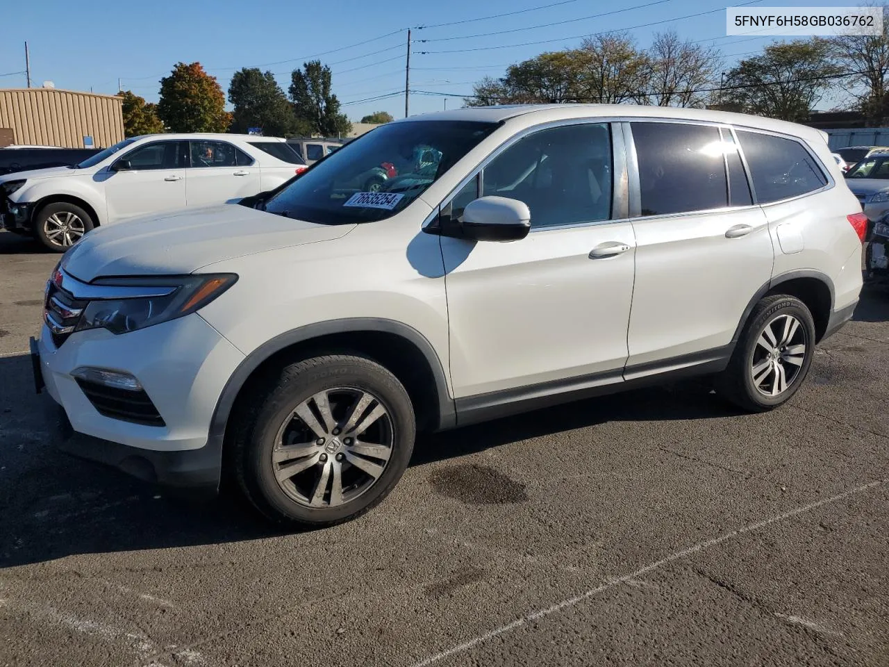 2016 Honda Pilot Exl VIN: 5FNYF6H58GB036762 Lot: 76635254