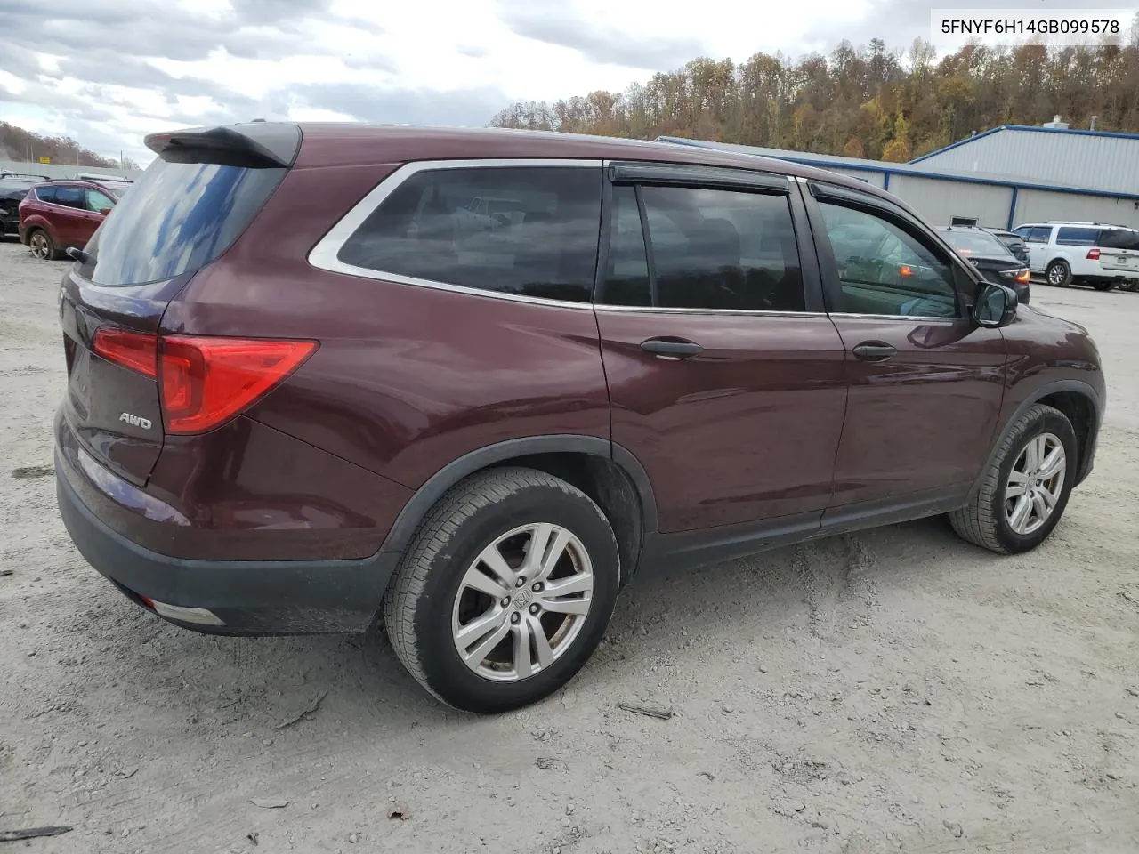 2016 Honda Pilot Lx VIN: 5FNYF6H14GB099578 Lot: 76843314