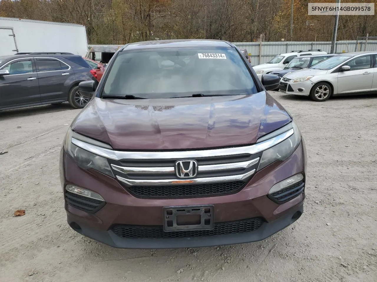 2016 Honda Pilot Lx VIN: 5FNYF6H14GB099578 Lot: 76843314