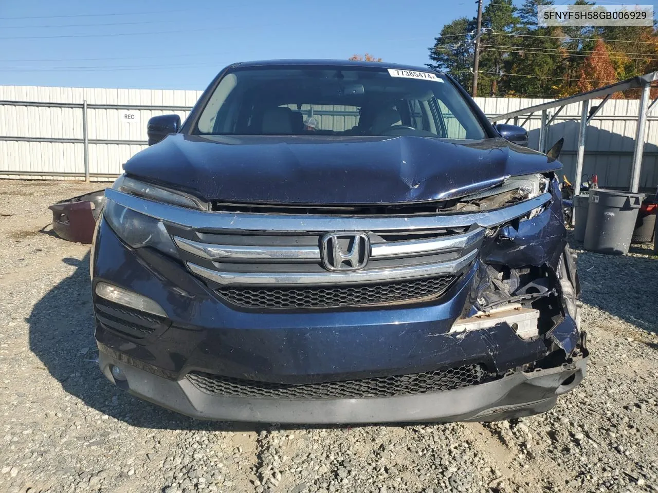 2016 Honda Pilot Exl VIN: 5FNYF5H58GB006929 Lot: 77385474