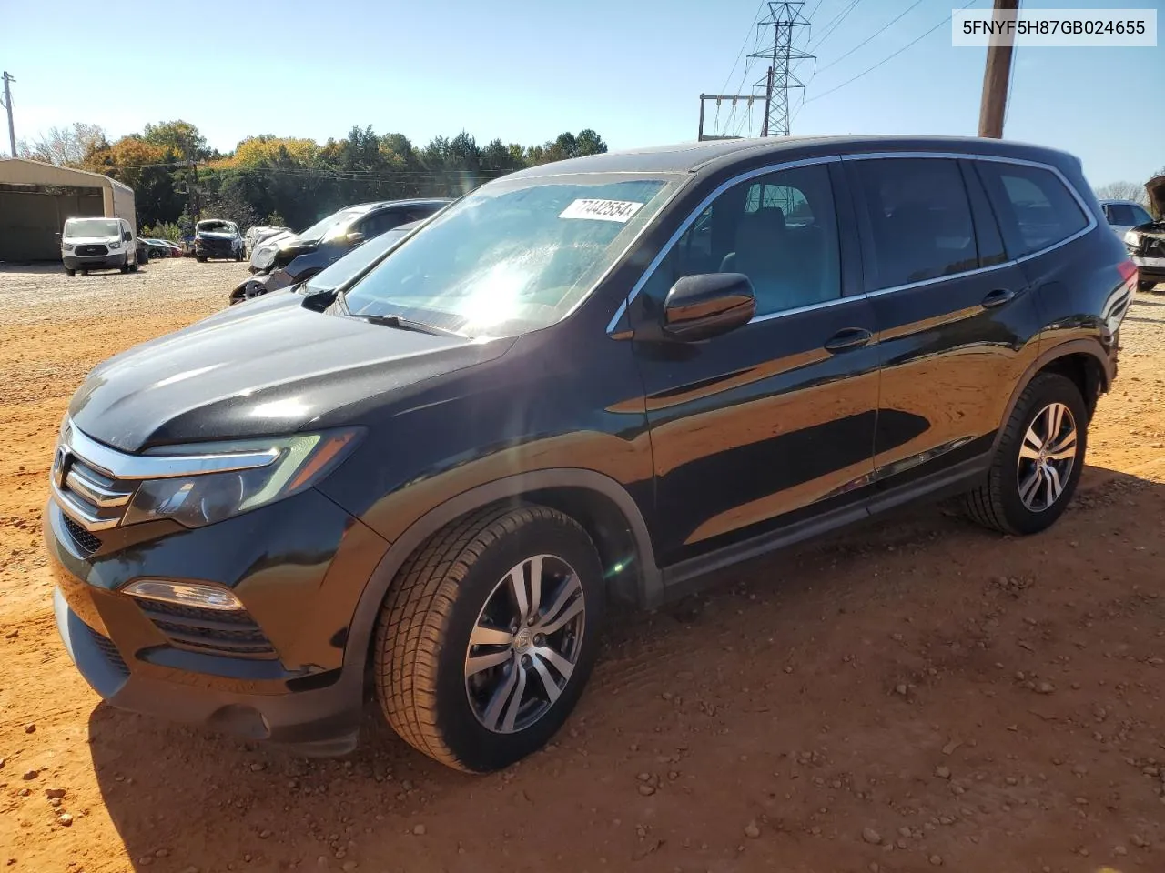 2016 Honda Pilot Exl VIN: 5FNYF5H87GB024655 Lot: 77442554