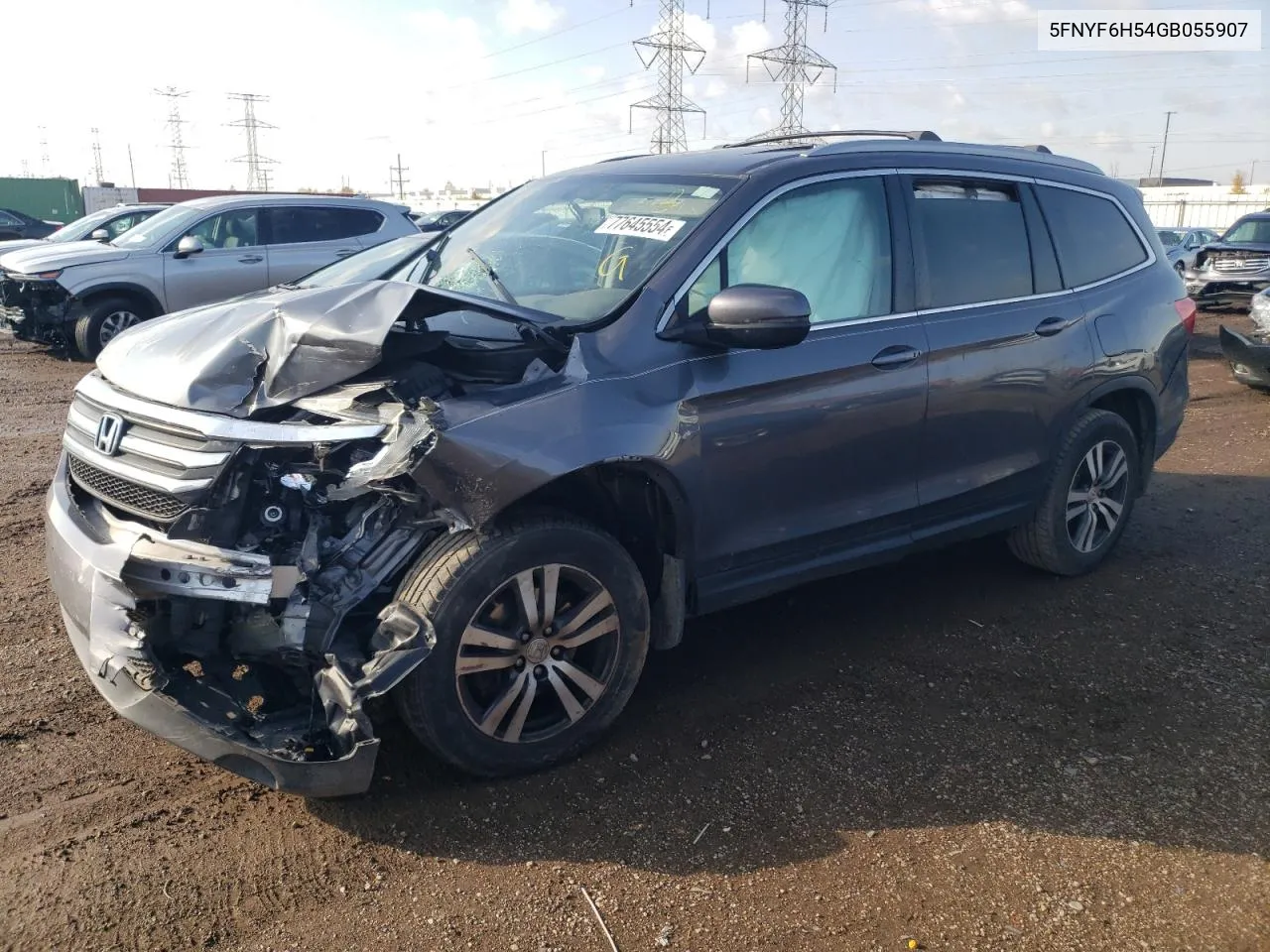 2016 Honda Pilot Exl VIN: 5FNYF6H54GB055907 Lot: 77645554