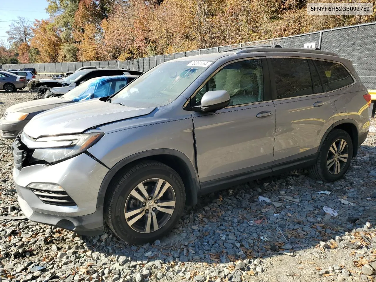 2016 Honda Pilot Exl VIN: 5FNYF6H52GB092759 Lot: 78264764