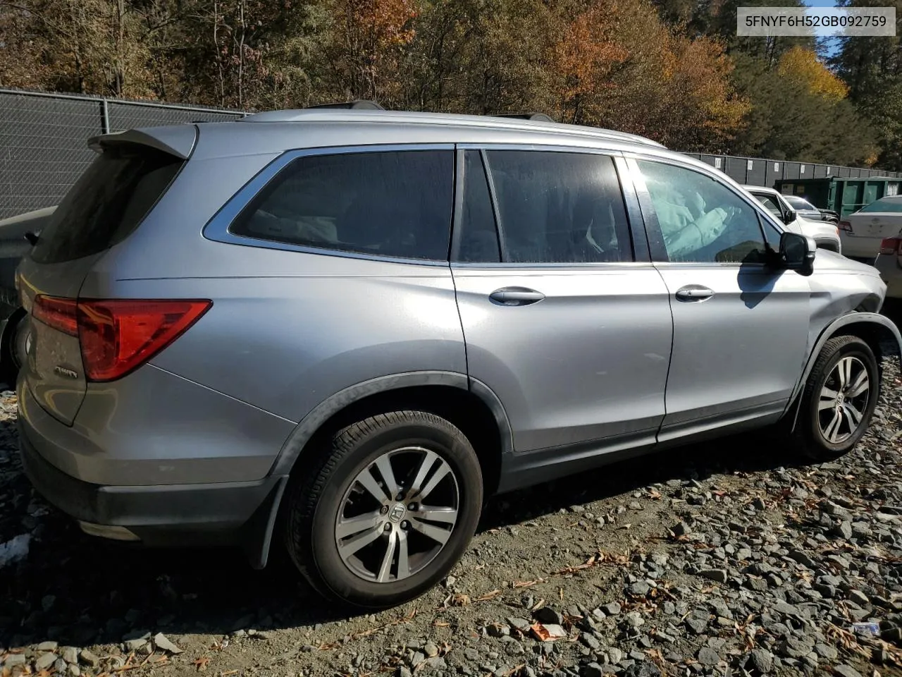 2016 Honda Pilot Exl VIN: 5FNYF6H52GB092759 Lot: 78264764