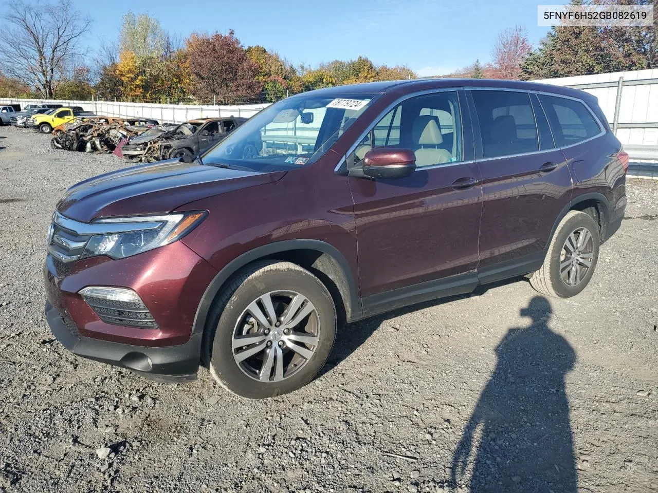 2016 Honda Pilot Exl VIN: 5FNYF6H52GB082619 Lot: 78779724