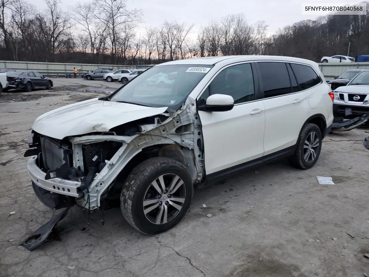 2016 Honda Pilot Exl VIN: 5FNYF6H87GB040568 Lot: 80898524