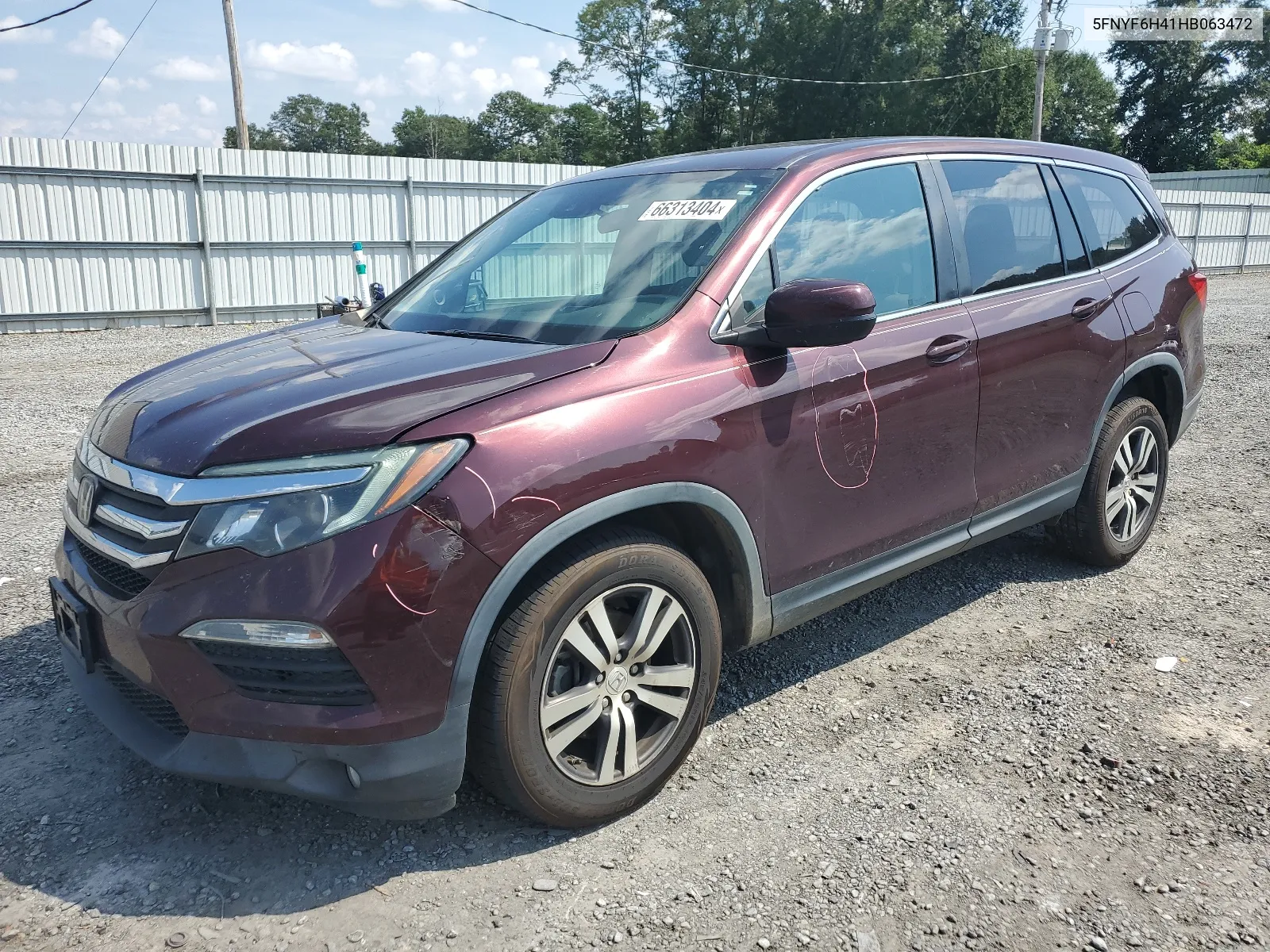 2017 Honda Pilot Ex VIN: 5FNYF6H41HB063472 Lot: 66313404