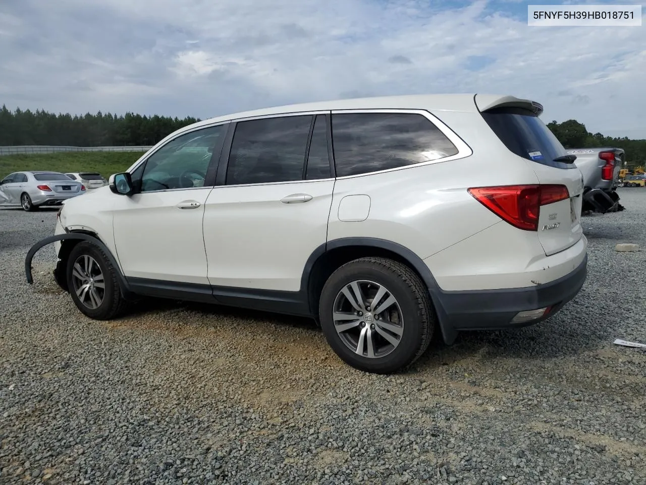 2017 Honda Pilot Ex VIN: 5FNYF5H39HB018751 Lot: 70100644