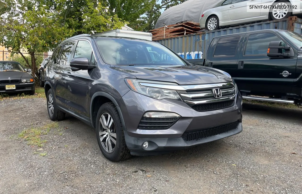 5FNYF6H7XHB027192 2017 Honda Pilot Exln