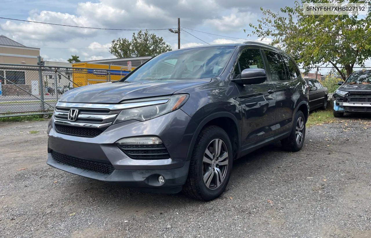 2017 Honda Pilot Exln VIN: 5FNYF6H7XHB027192 Lot: 72229304