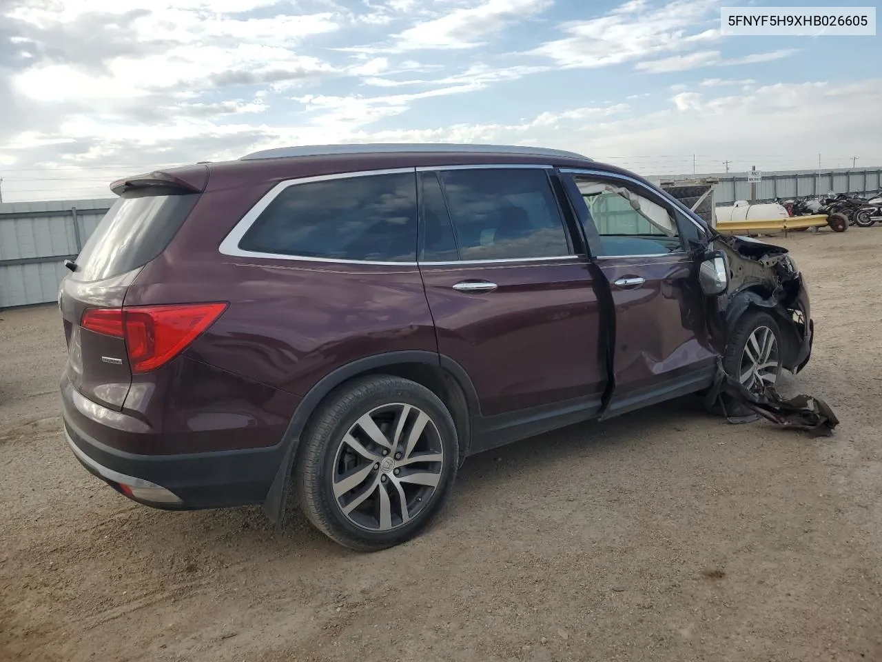 2017 Honda Pilot Touring VIN: 5FNYF5H9XHB026605 Lot: 76270674