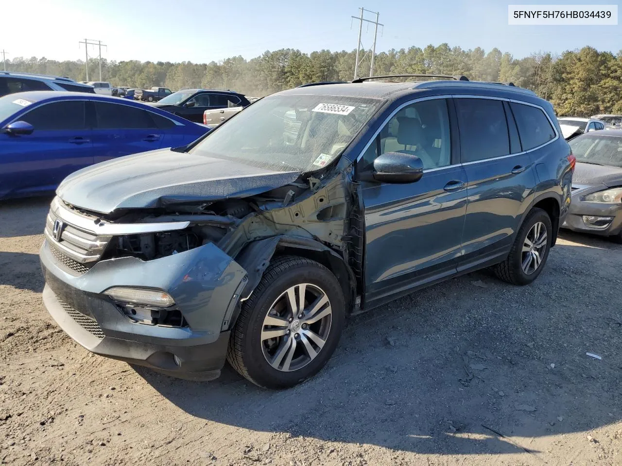 2017 Honda Pilot Exln VIN: 5FNYF5H76HB034439 Lot: 76586534