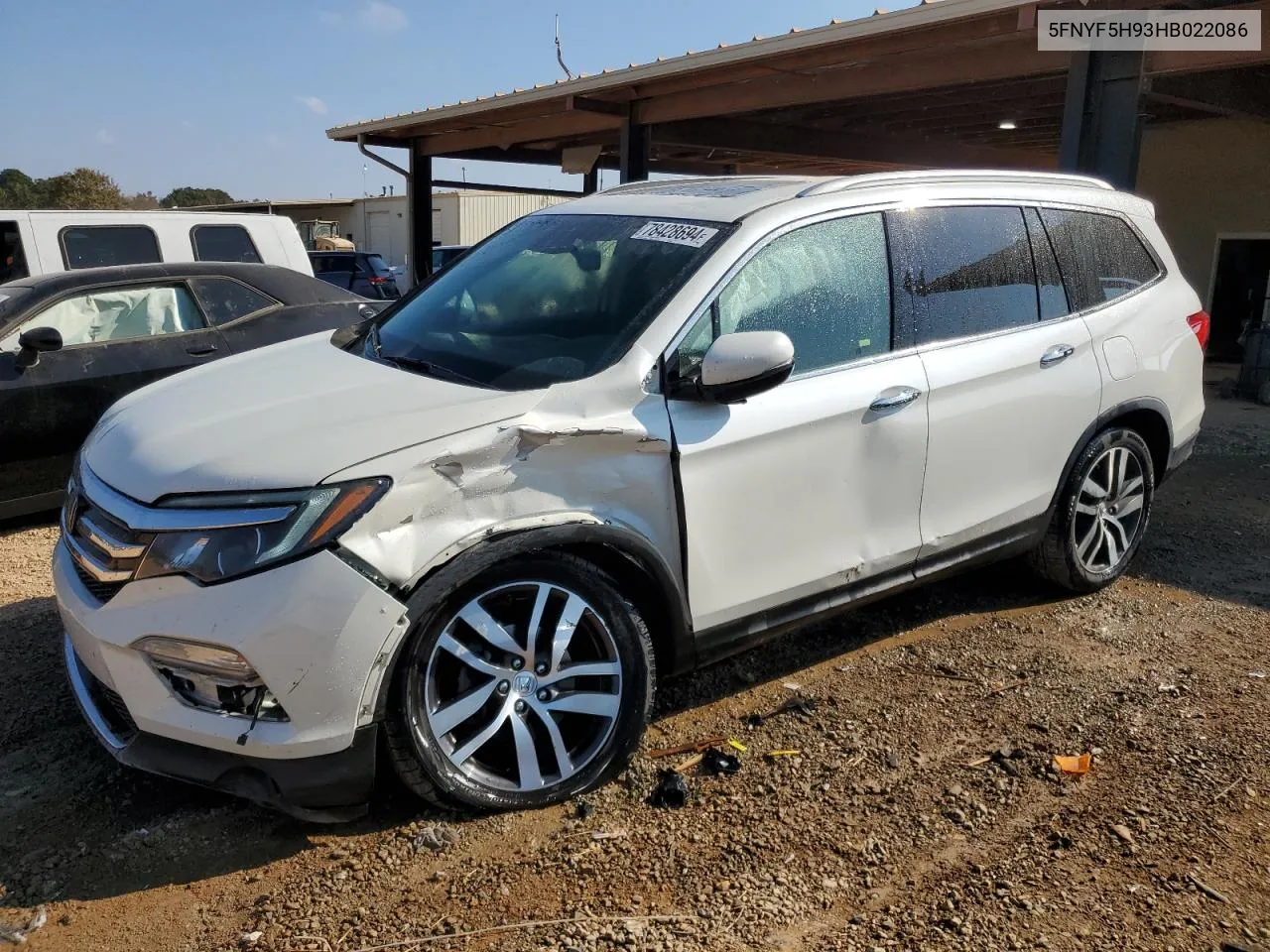 2017 Honda Pilot Touring VIN: 5FNYF5H93HB022086 Lot: 78428694