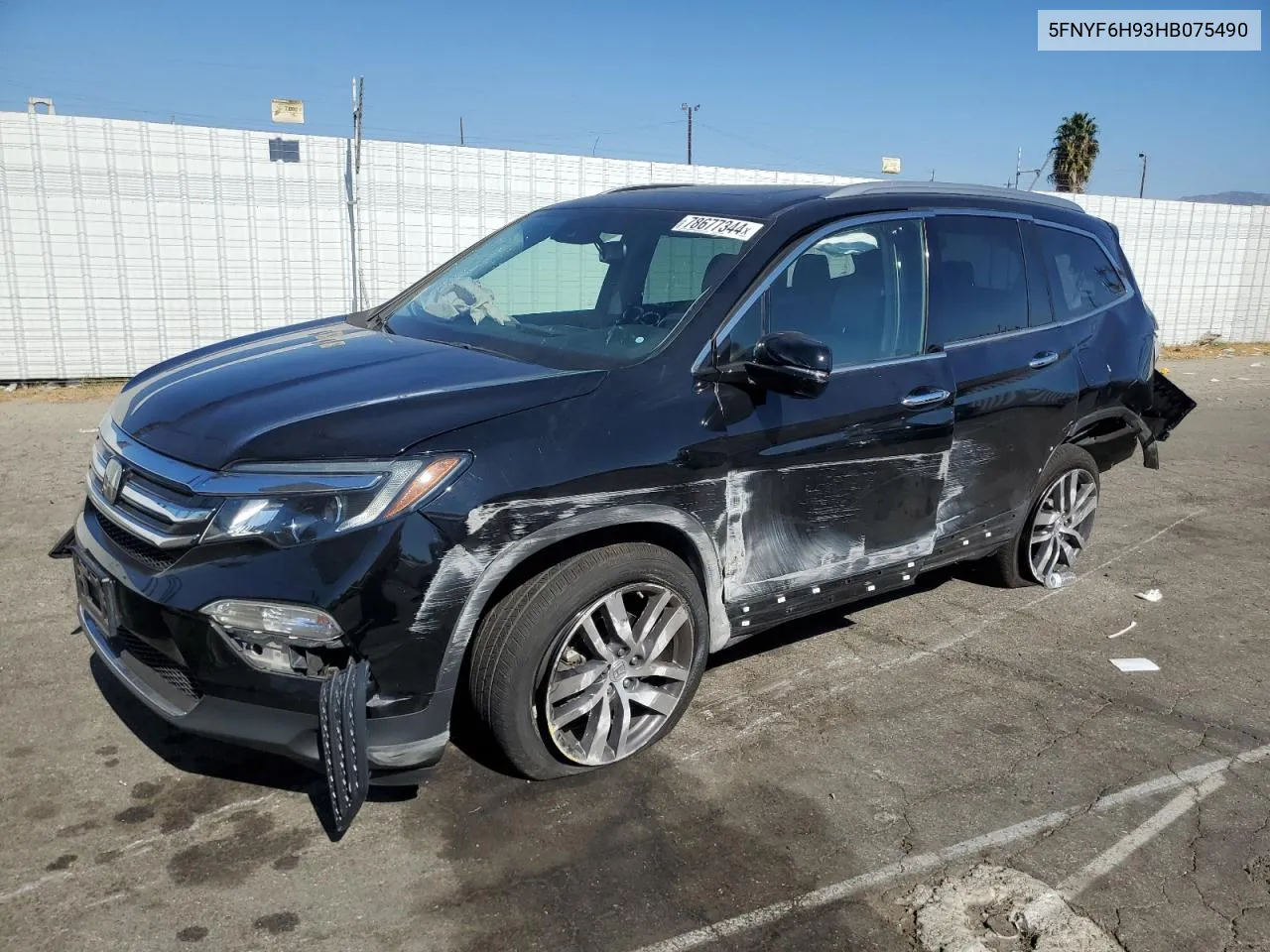 2017 Honda Pilot Touring VIN: 5FNYF6H93HB075490 Lot: 78677344