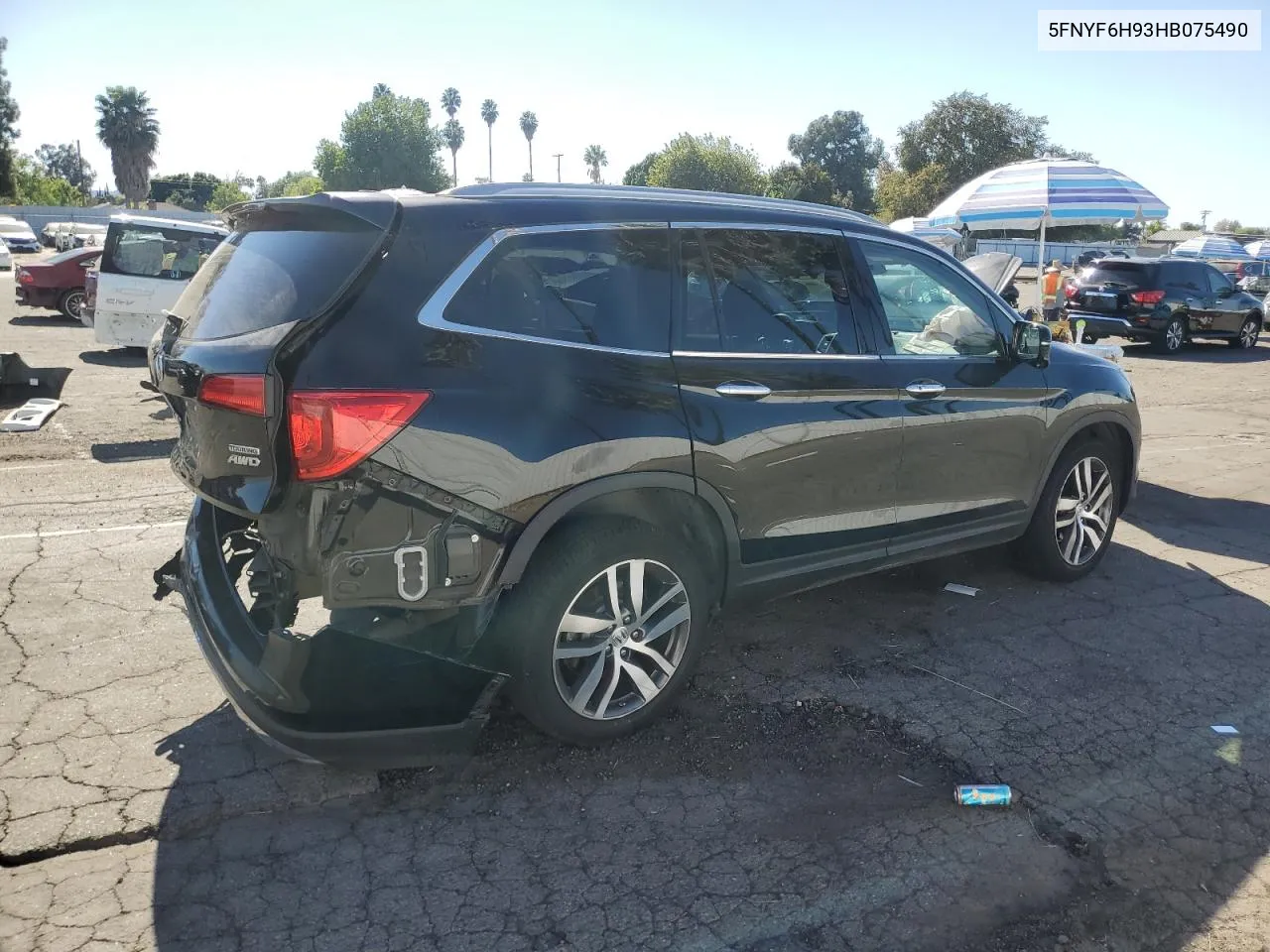 2017 Honda Pilot Touring VIN: 5FNYF6H93HB075490 Lot: 78677344