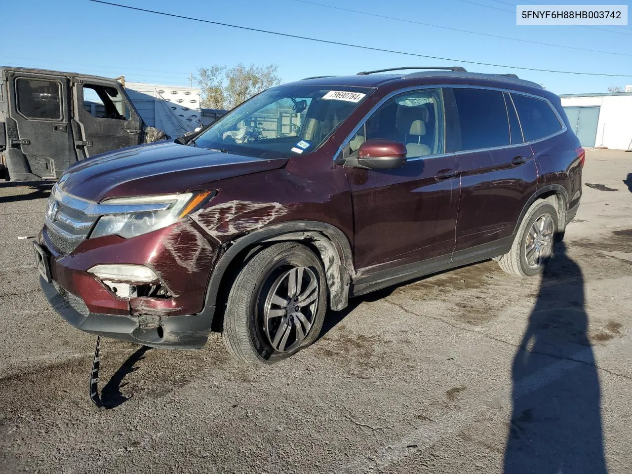 2017 Honda Pilot Exl VIN: 5FNYF6H88HB003742 Lot: 79690784