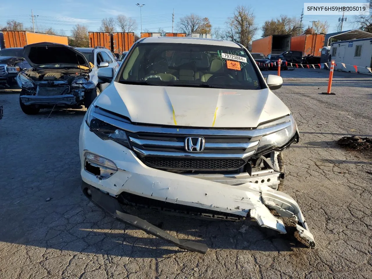 2017 Honda Pilot Exl VIN: 5FNYF6H59HB005019 Lot: 79723884