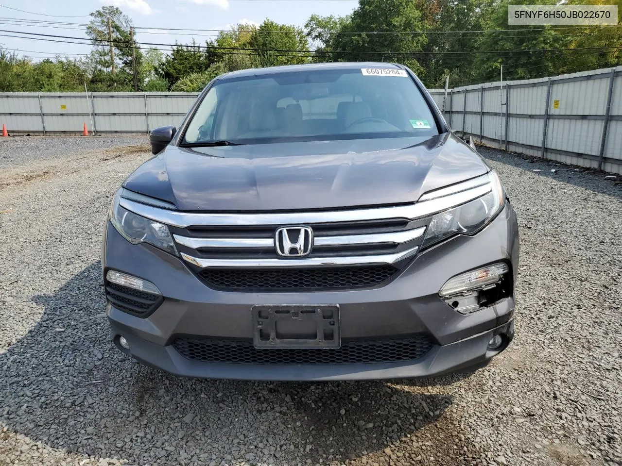 2018 Honda Pilot Exl VIN: 5FNYF6H50JB022670 Lot: 66075284