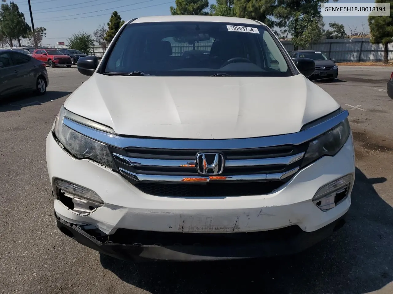 2018 Honda Pilot Lx VIN: 5FNYF5H18JB018194 Lot: 70863754