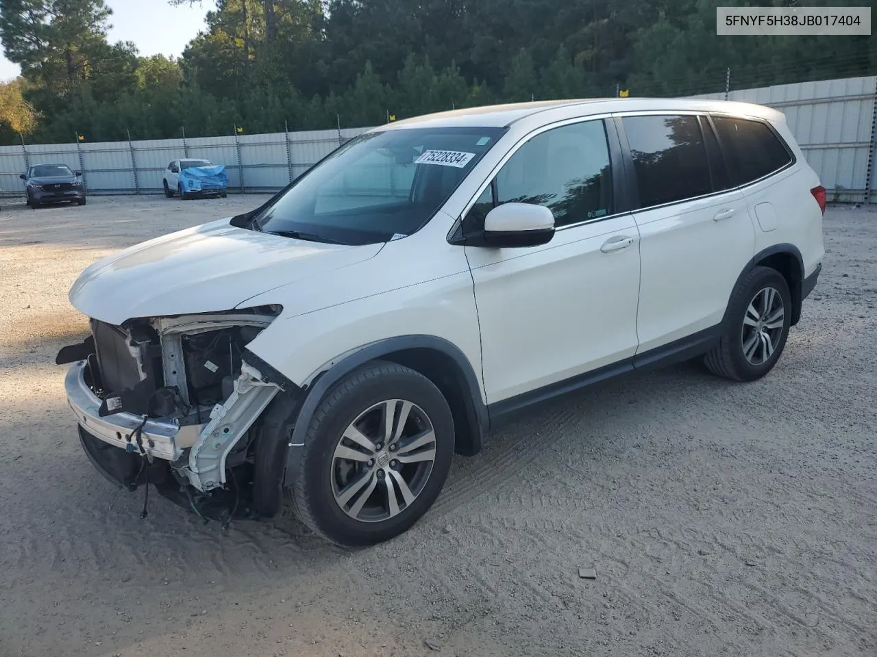 2018 Honda Pilot Ex VIN: 5FNYF5H38JB017404 Lot: 75228334