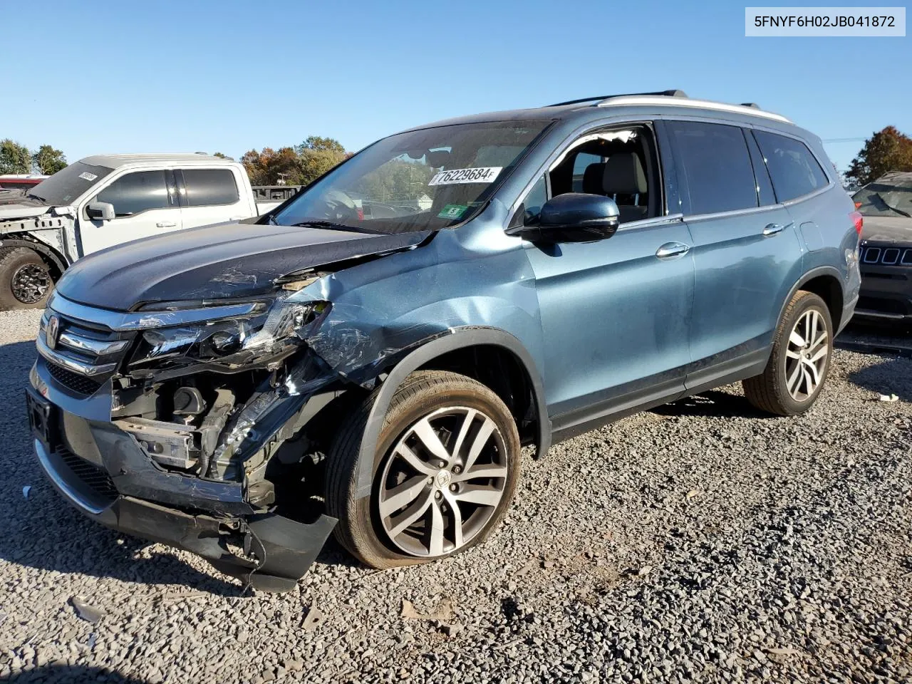 2018 Honda Pilot Elite VIN: 5FNYF6H02JB041872 Lot: 76229684