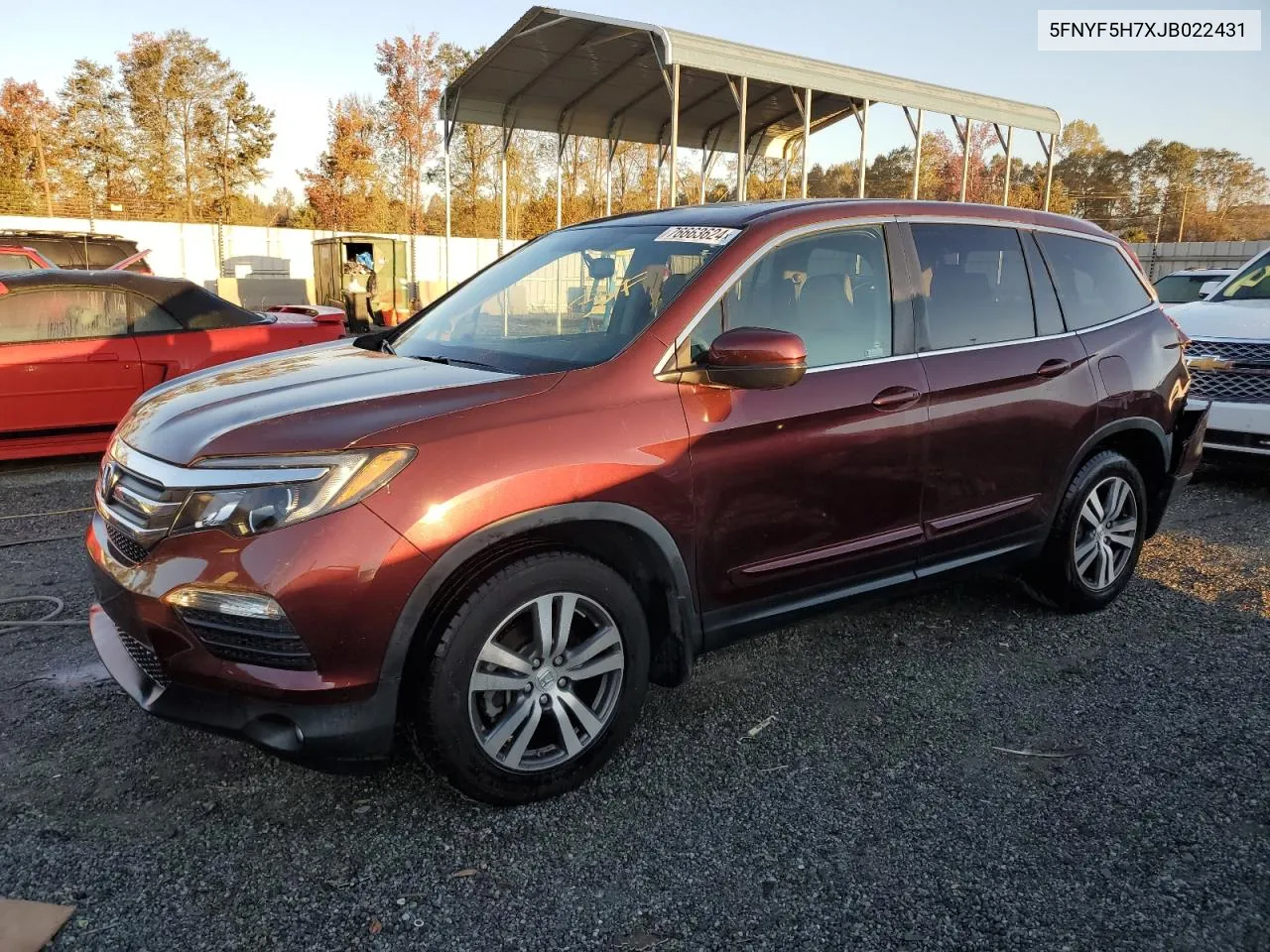 2018 Honda Pilot Exln VIN: 5FNYF5H7XJB022431 Lot: 76663624