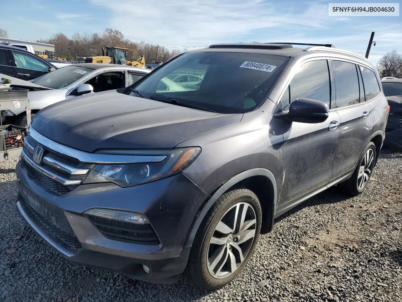 2018 Honda Pilot Touring VIN: 5FNYF6H94JB004630 Lot: 80940874