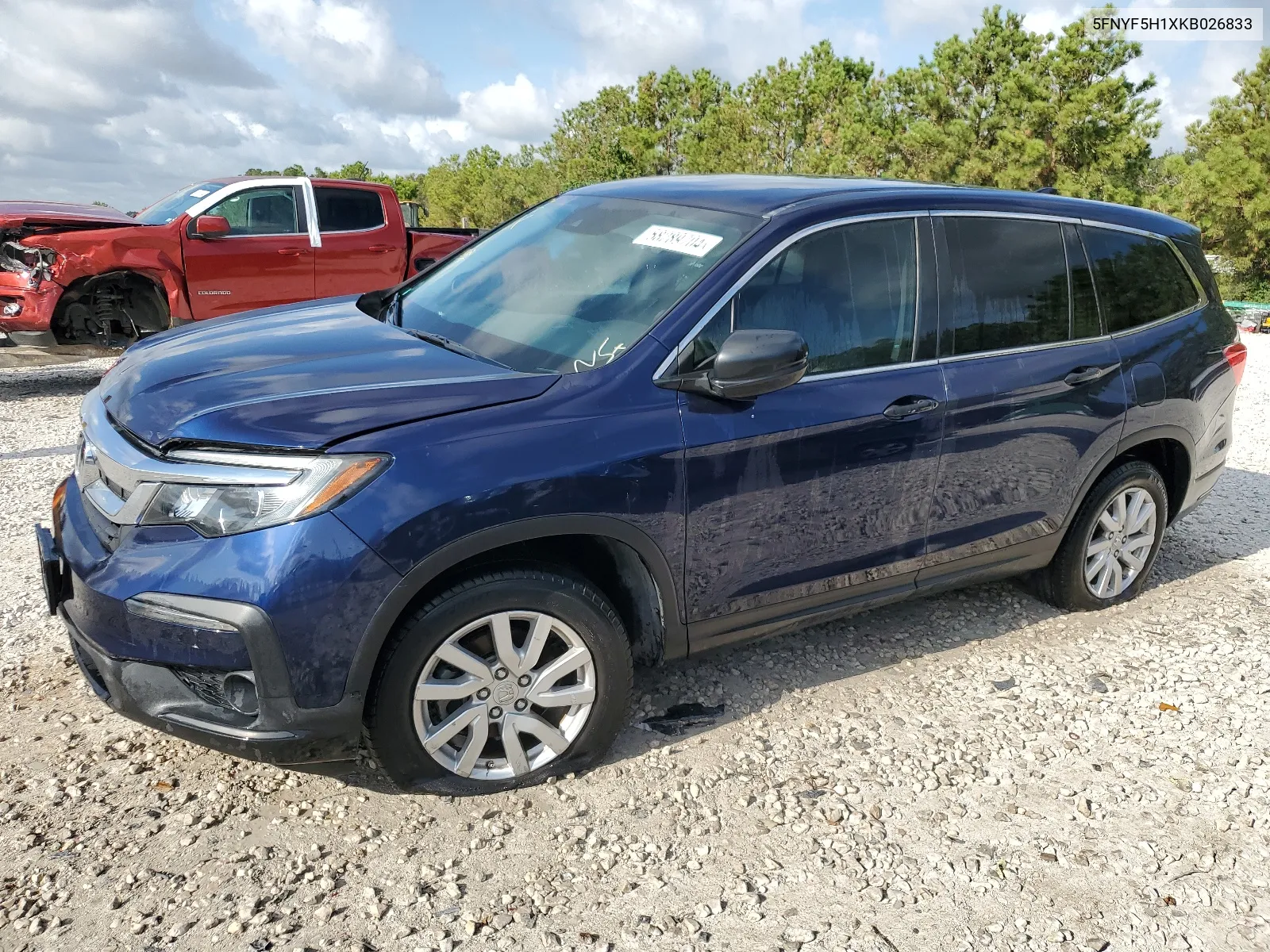 2019 Honda Pilot Lx VIN: 5FNYF5H1XKB026833 Lot: 58289704