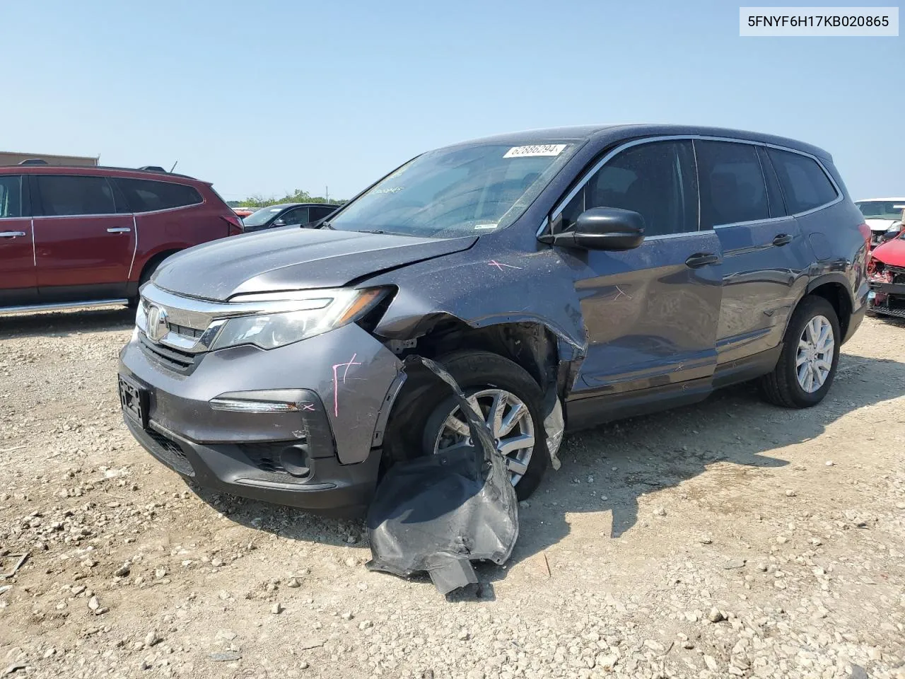 2019 Honda Pilot Lx VIN: 5FNYF6H17KB020865 Lot: 62886294