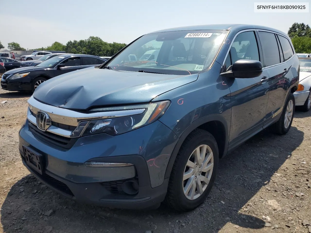 2019 Honda Pilot Lx VIN: 5FNYF6H18KB090925 Lot: 62888114